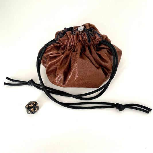 Brown Faux Leather and Black Large Dice Bag